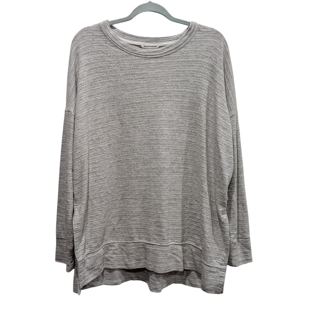 Aerie Womens Long Sleeve Knit Top Gray Large Oversized Boho Casual Soft Slouchy